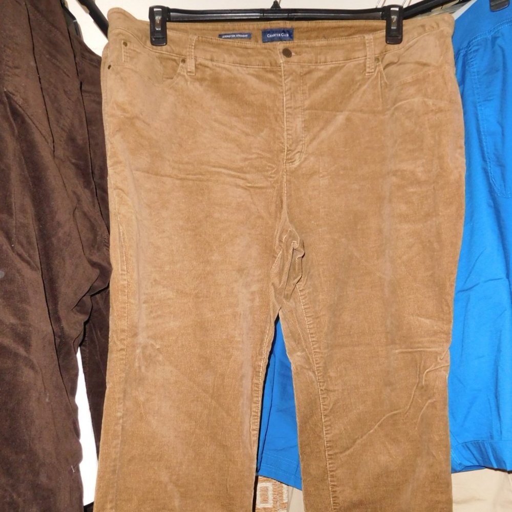22W CHARTER CLUB TAN CORDUROY PANTS LEXINGTON FIT